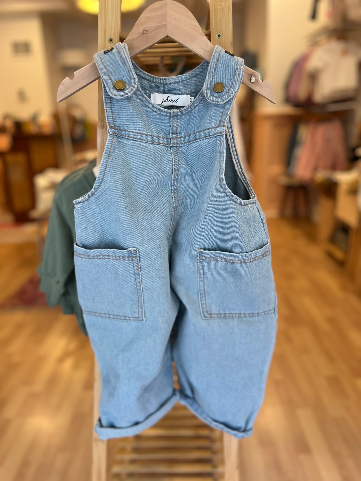 overall mostly fun denim jumpsuit