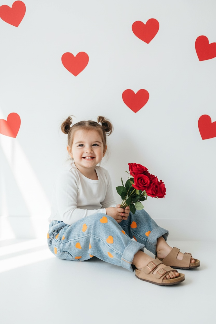 heart denim jeans