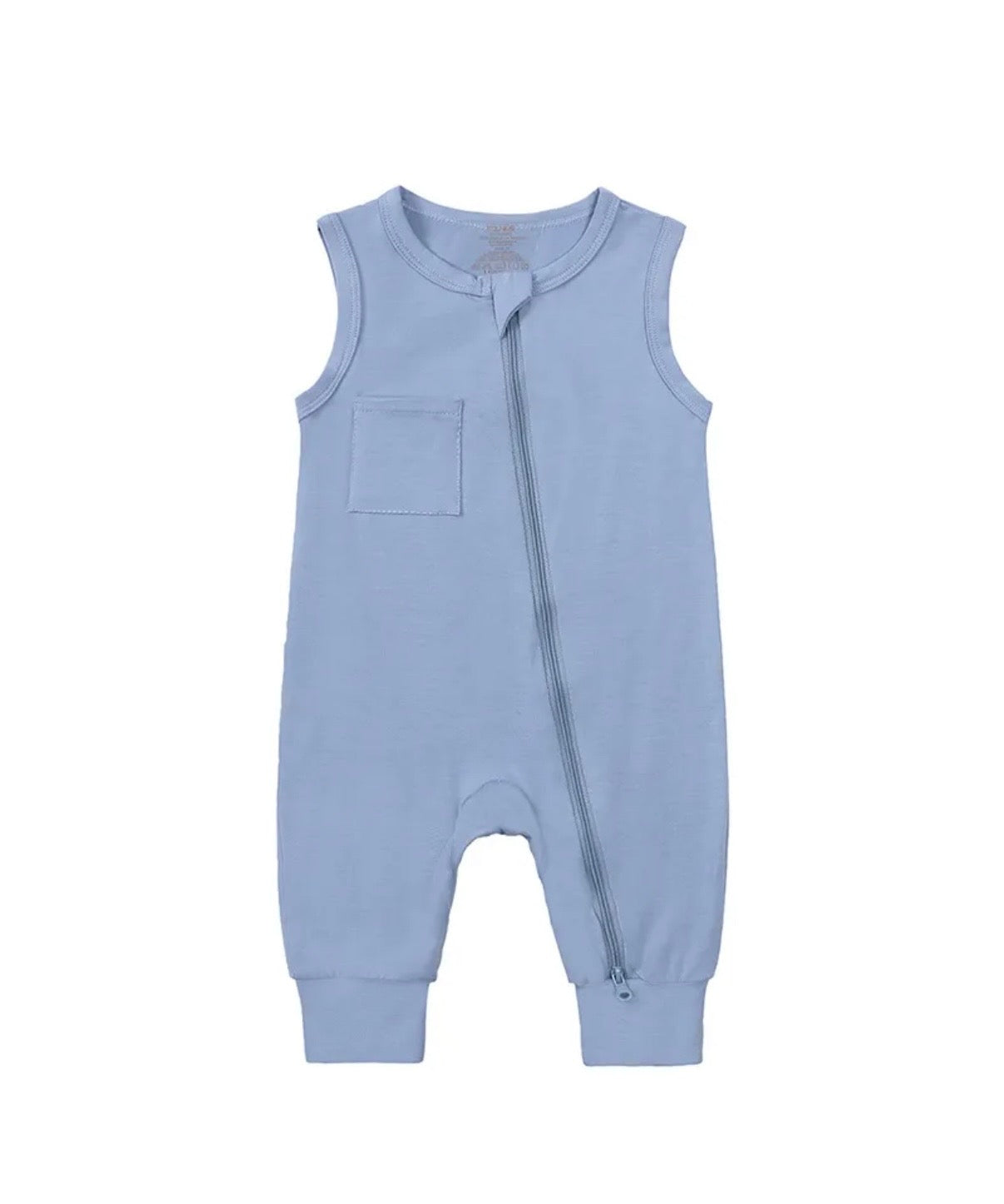 sleeveless blue sleeper