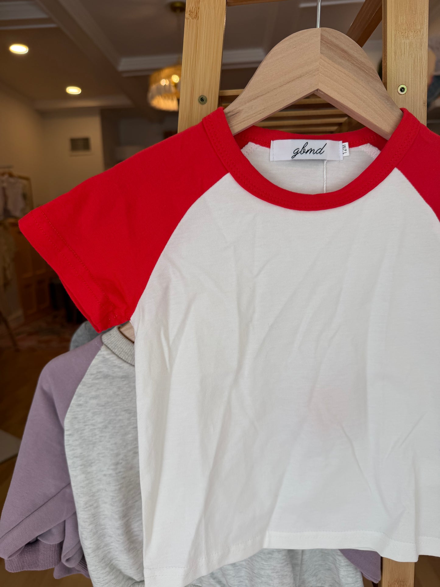 red sleeve tee