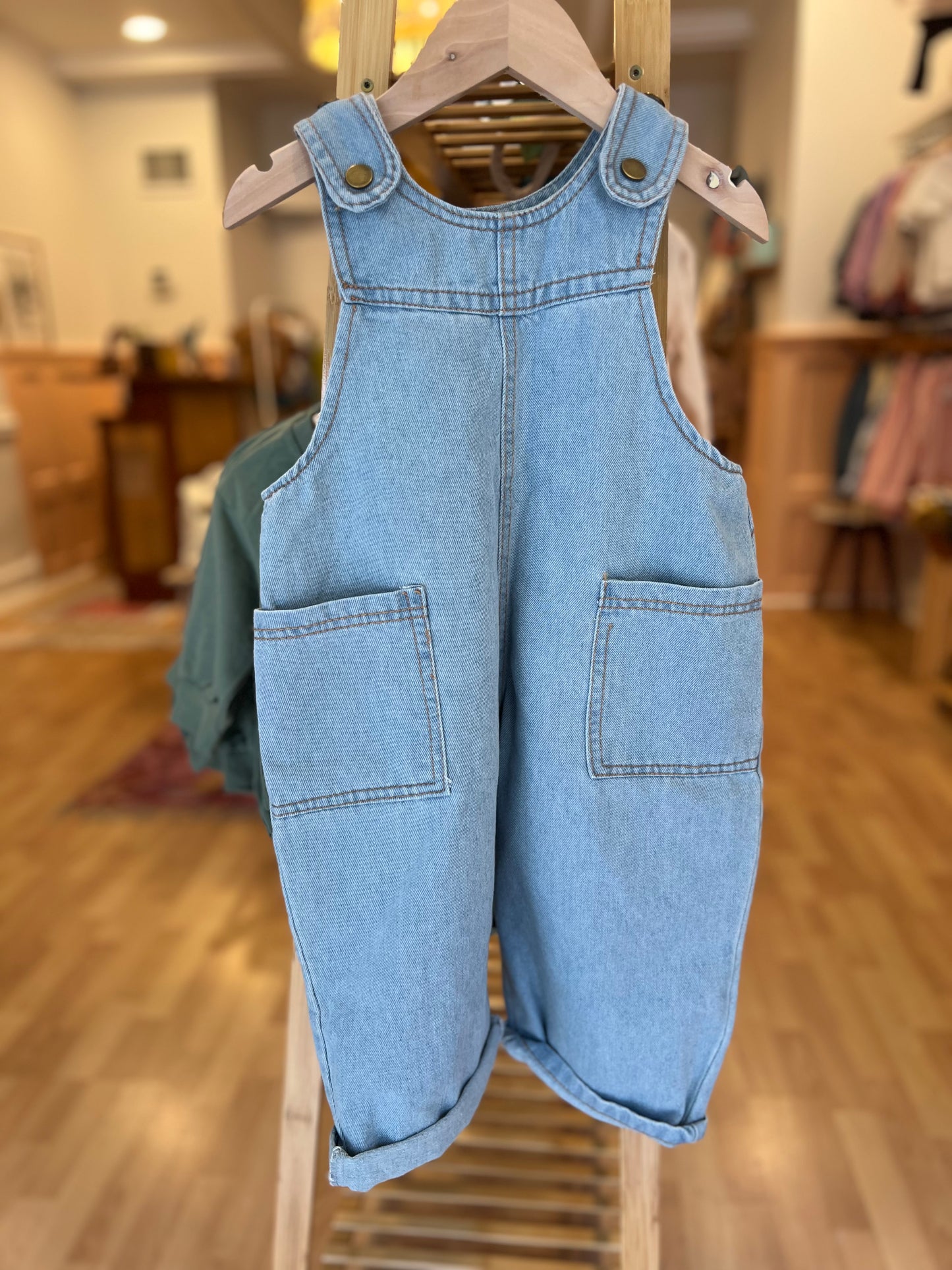 overall mostly fun denim jumpsuit