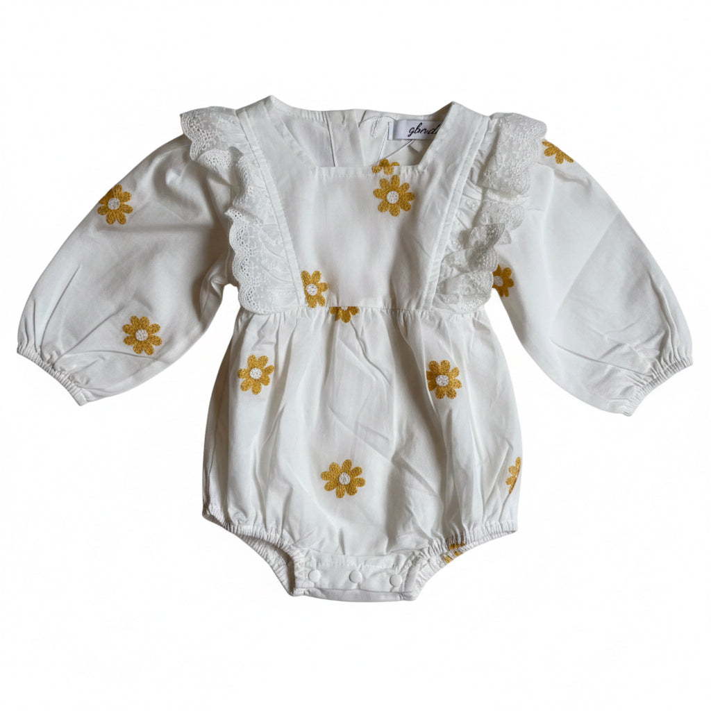 daisy romper with ruffles